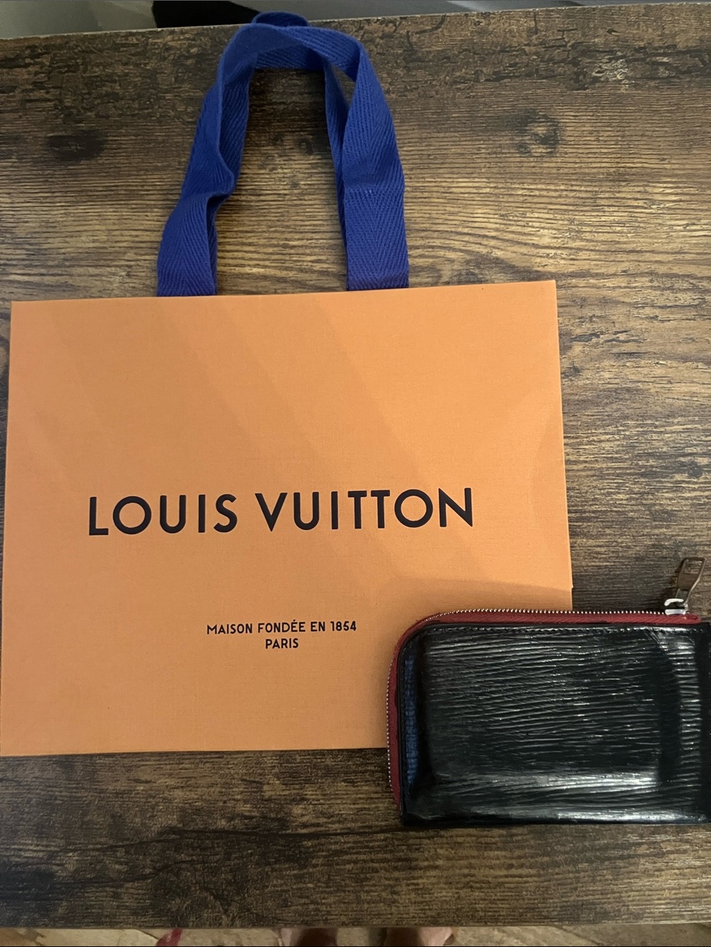 Louis Vuitton Black Epi Leather Zip Wallet with Red Trim